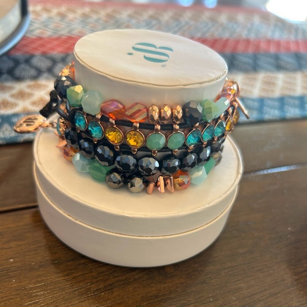 Bomb Party Feed Me Seymour! 4-Stack Bracelet Set - Rhodium - NWOT - Picture 3 of 3